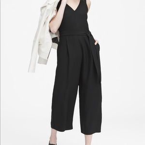 Black Banana Republic Cropped V neck Jumpsuit